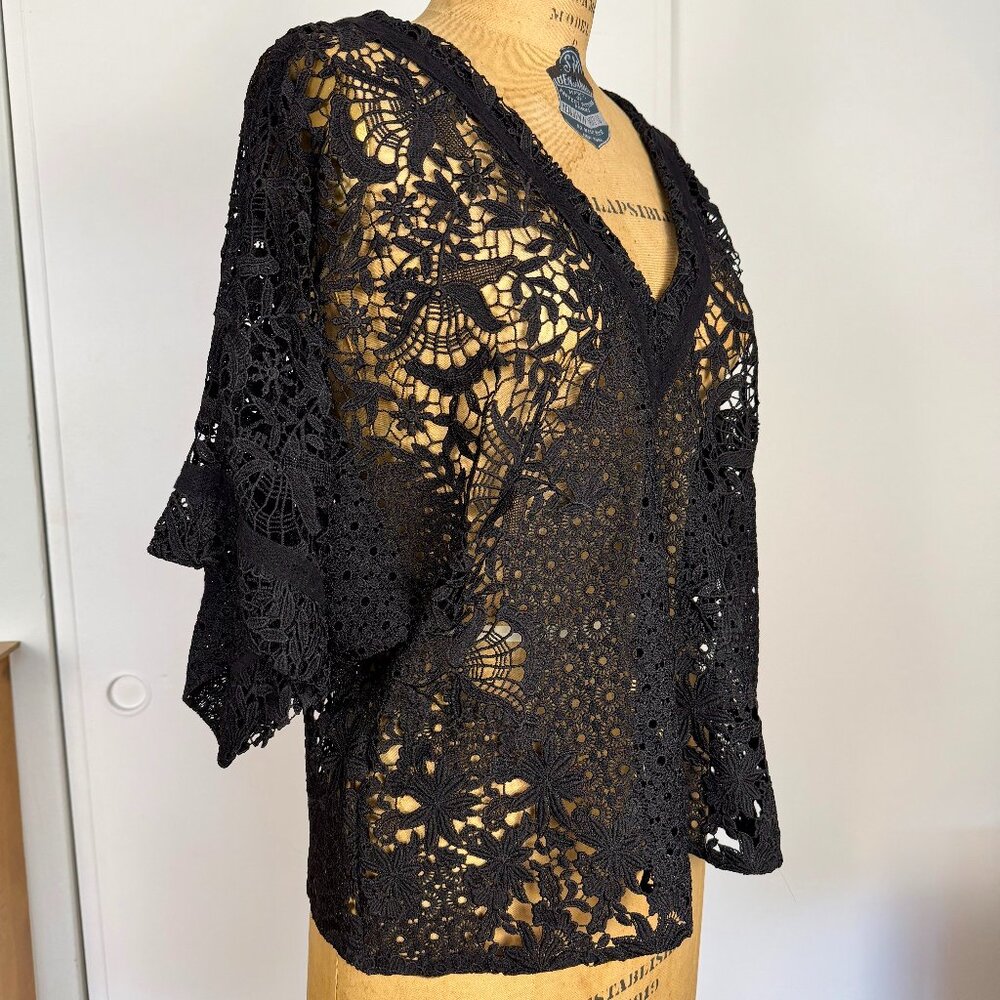 White House Black Market Black lace top